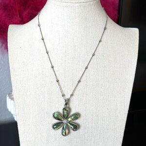 Lia Sophia Abalone Flower Pendant Necklace